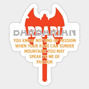 Barbarian Tabletop Class Pen and Paper DnD Gift Sticker